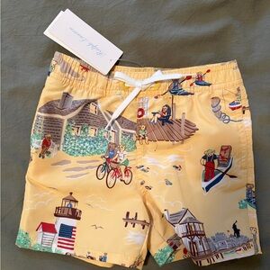 Yellow Printed Swim Shorts